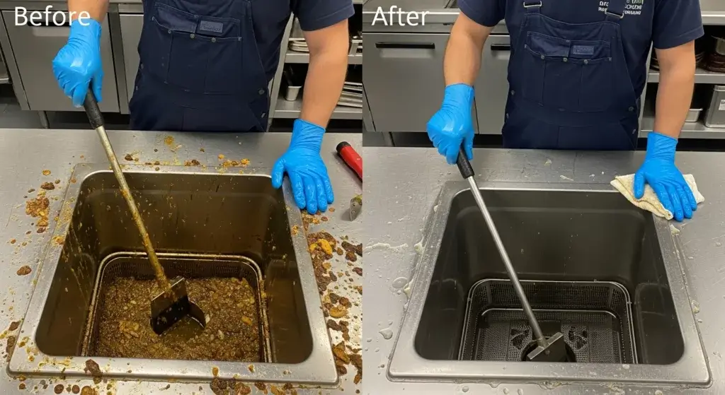 Professional grease trap maintenance for commercial kitchen plumbing system