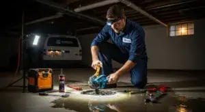 Emergency plumber providing same day plumbing service for burst pipe repair in Chicago area home