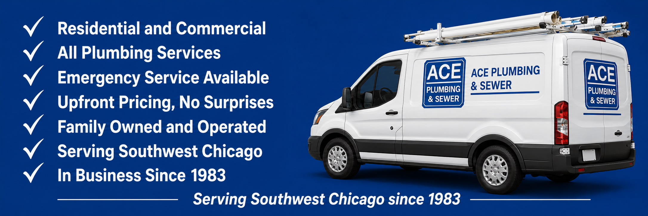 ace plumbing and sewer truck banner