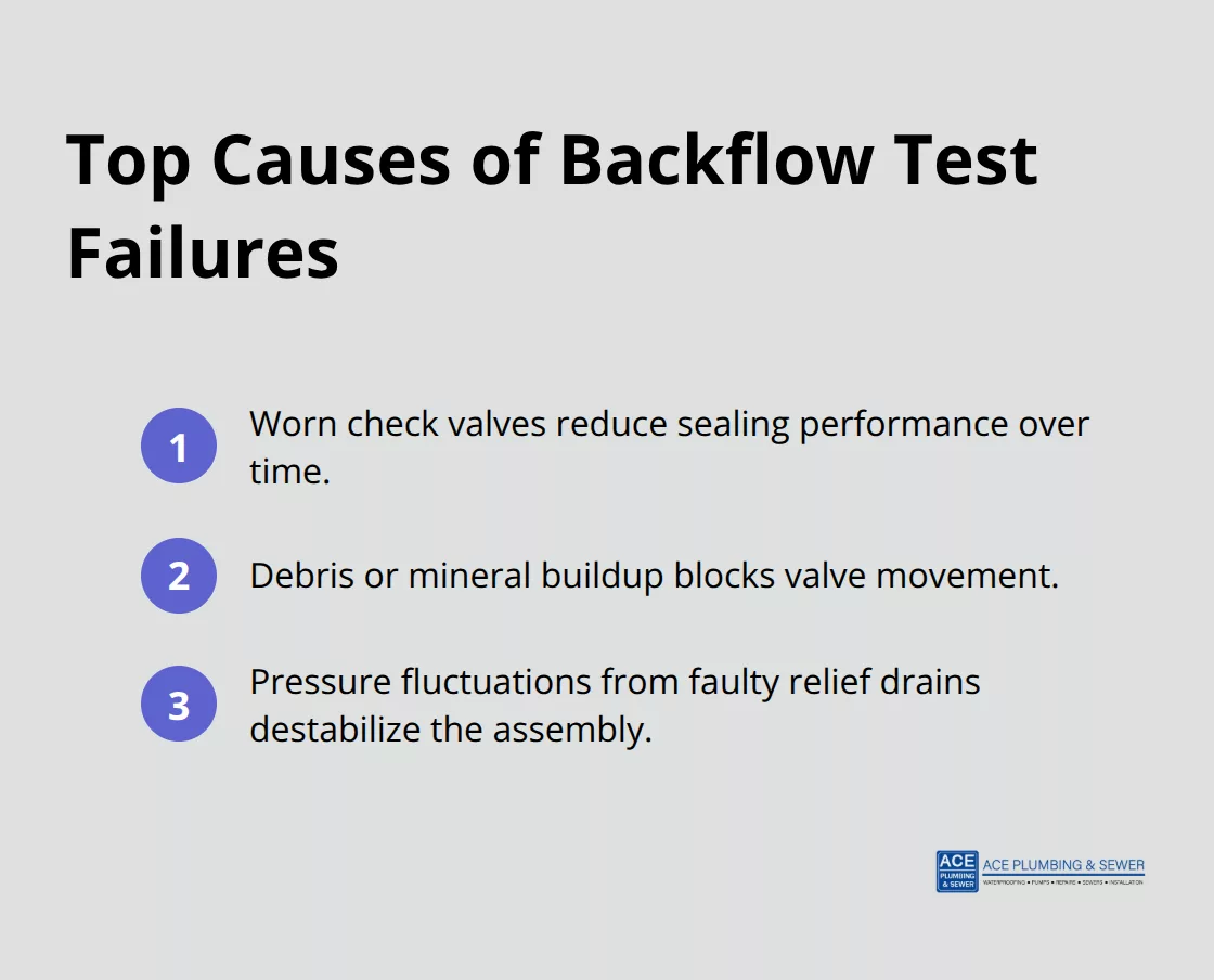 Compact list of the three most common causes of backflow test failures. - Backflow testing for offices