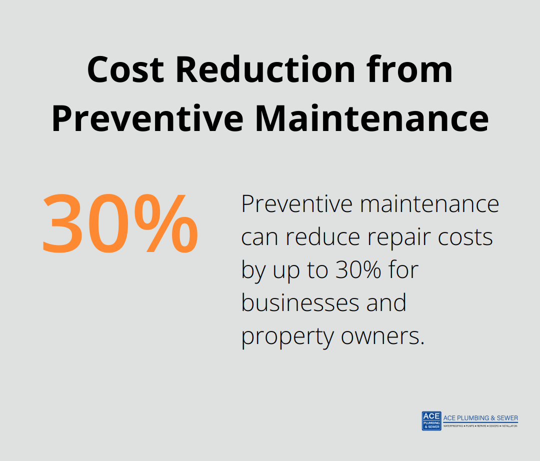Pie chart showing 30% reduction in repair costs due to preventive maintenance - Hinsdale commercial plumber