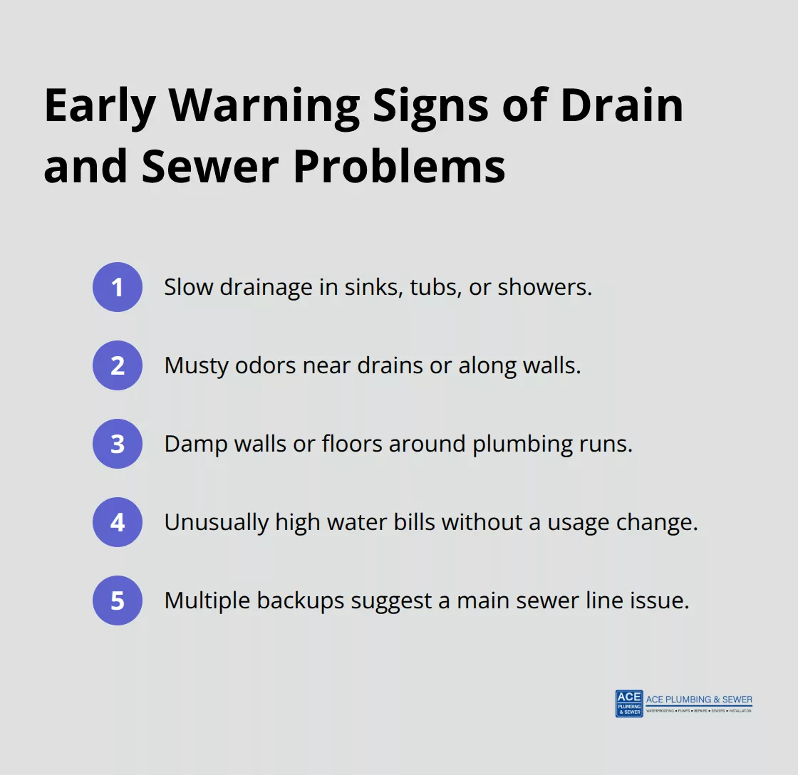 Key early warning signs that indicate developing drain or main sewer line issues. - McCook residential plumber