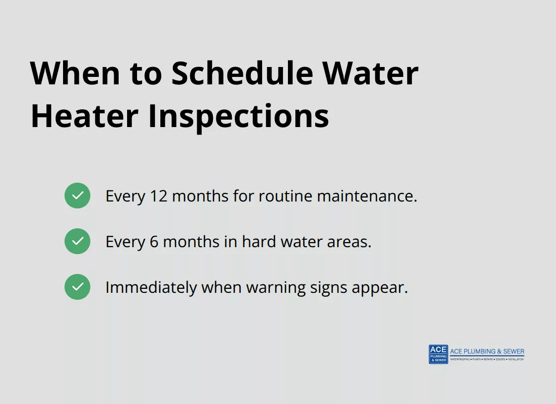 Checklist showing recommended inspection timing for water heaters in the western suburbs. - Water heater inspection Hinsdale