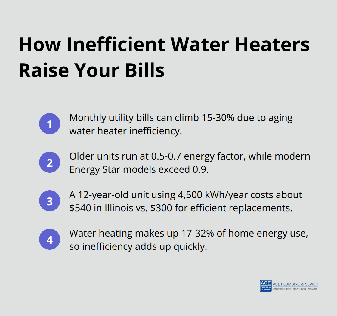 Compact list of ways aging electric water heaters increase energy costs - electric water heater upgrade Clarendon Hills