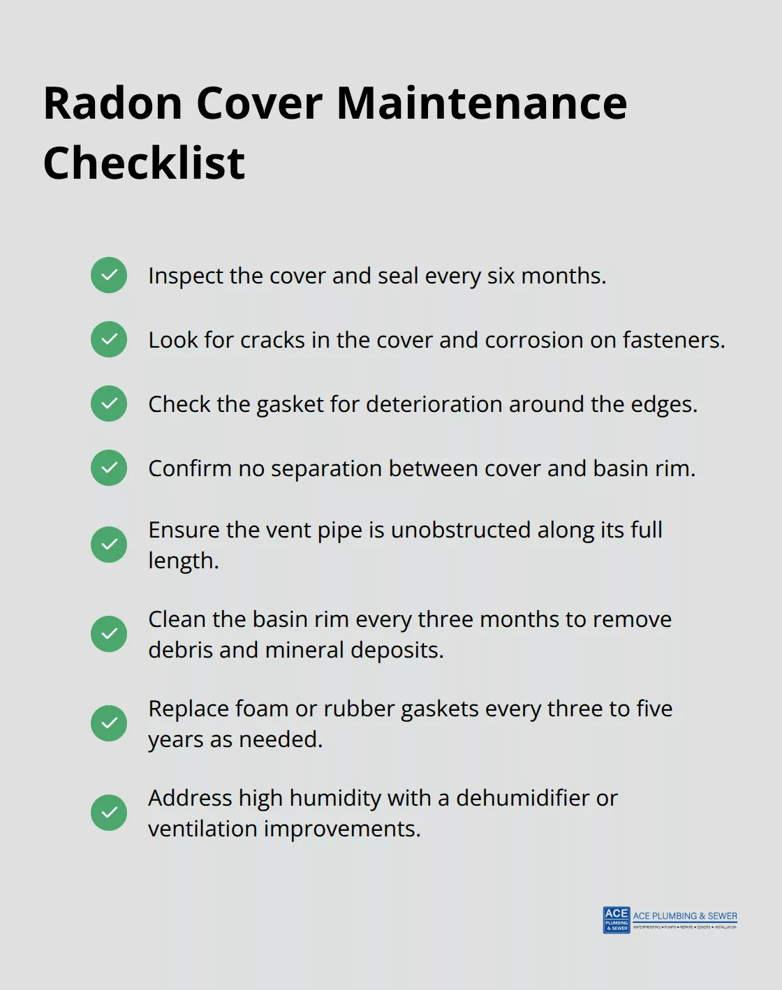 Key maintenance tasks and intervals to keep a sump pump radon cover sealed - radon cover for sump pump