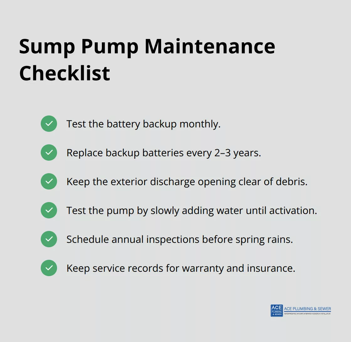 Checklist of sump pump maintenance tasks and intervals for U.S. homeowners - sump pump services