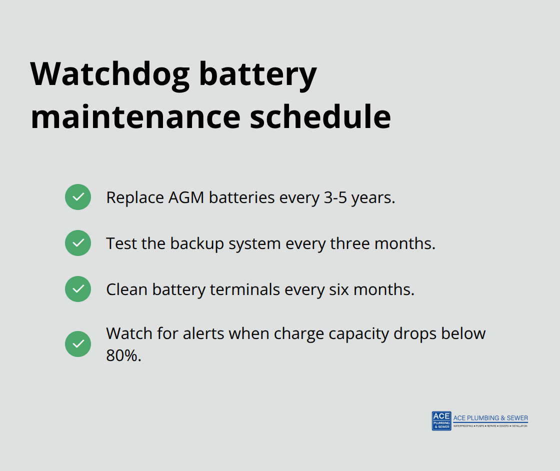 Key Watchdog AGM battery maintenance intervals and alerts - watchdog battery backup sump pump